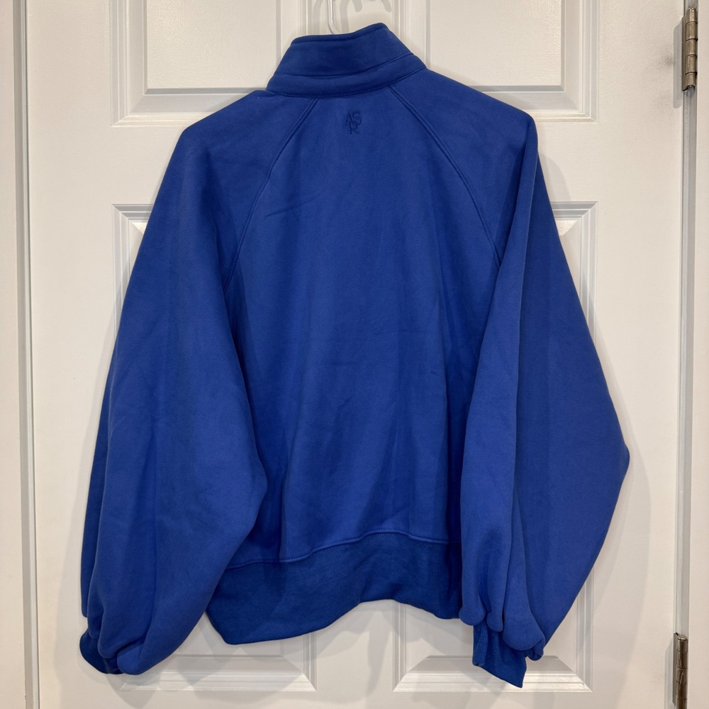 AS Revival Cobalt Blue Snap Henley Balloon Sleeve Sweatshirt Size Medium - Picture 5 of 6
